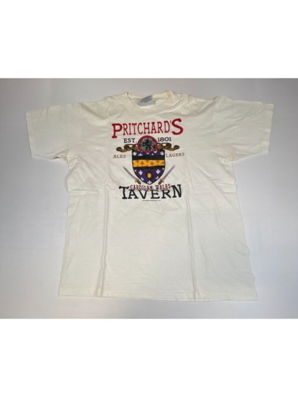 Vintage 1991 Pritchards Cardigan Wales Tavern T Shirt L Single Stitch